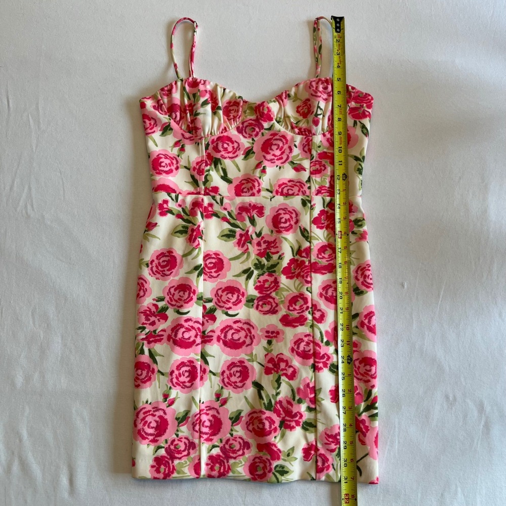Zara Pink Cream Floral Rose Feminine Coquette Y2K‎ Cottage Mini Dress Size M/L - Picture 4 of 9
